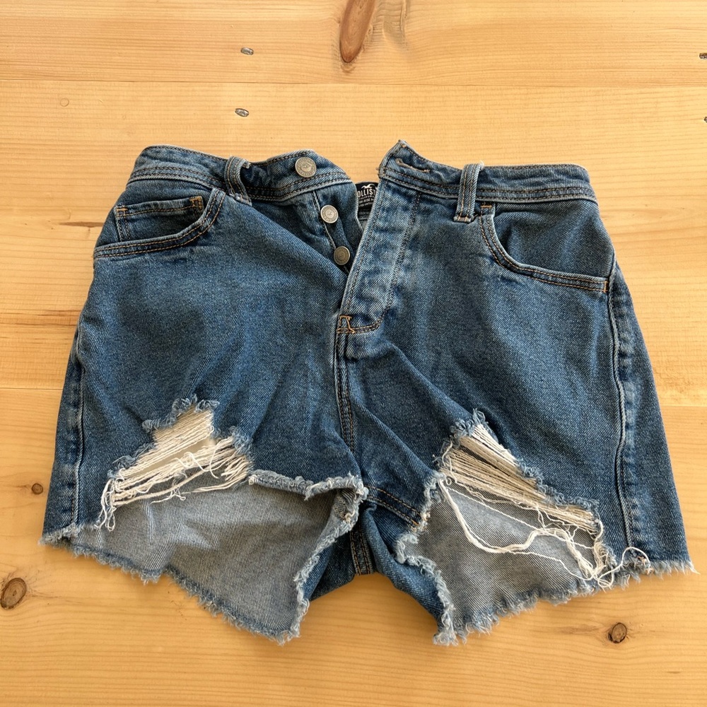 Holster Distressed Blue Denim Shorts